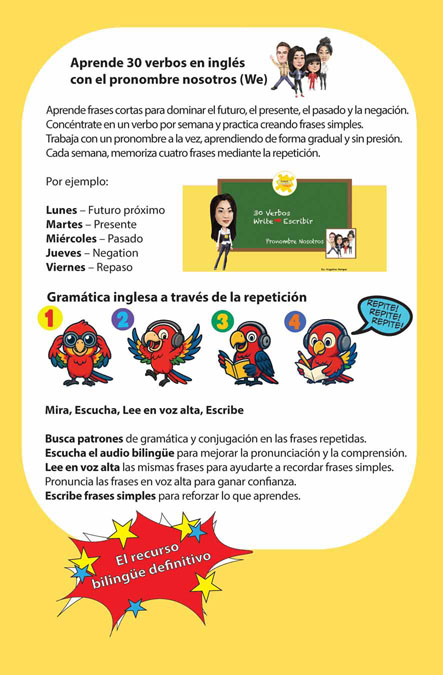 30 Verbs and pronouns We English Spanish Bilingual Audiobook Cov